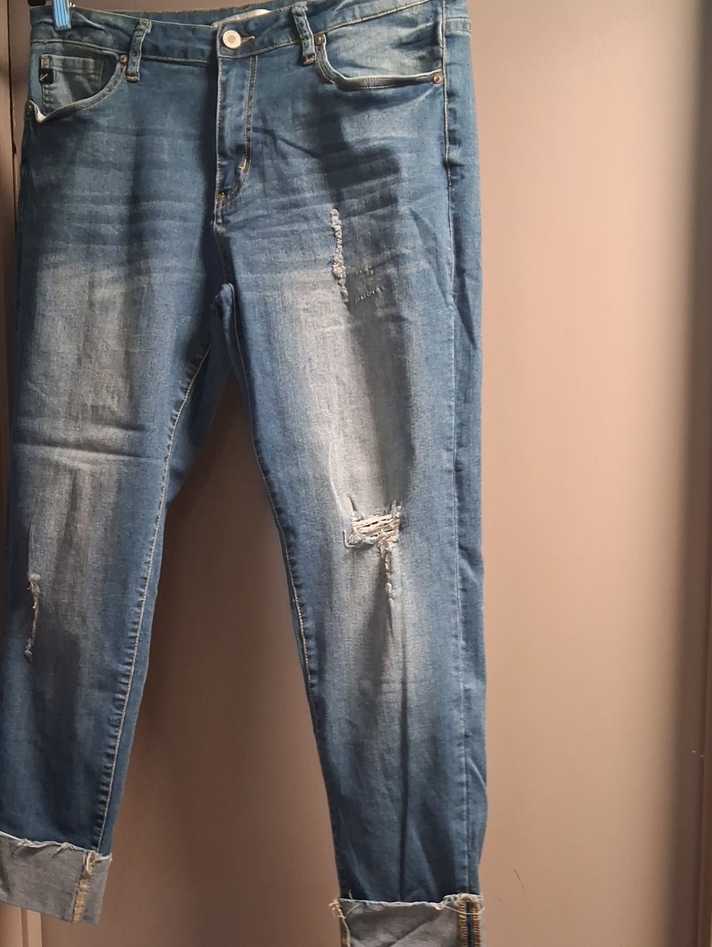 KanCan Distressed Medium Blue Boyfriend Jeans